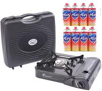 MAXSUN Portable Gas Stove, Single Burner, Stainless Steel, Butane Fuel, Perfect for Picnics & BBQ, Bonus 8 Butane Gas Canisters