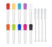 maxtachi 10 PCS Silicone Pipettes Dropper, 5ml Pipette for Accurate Measurements, Pipette Dropper with 1 Pcs Clean Brush, Pippets Dropper Science Experiments Feeding Pet and Other DIY Manual C