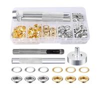 maxtachi 100 PCS Grommets Eyelets Kit Tool, 1/4 Inch Grommet Kit, Grommet Set with Hole Punch Tool, Metal Grommets Eyelets and Punch Tarpaulin Repair Kit with 3 Installation Repair Tools