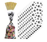 maxtachi 100 Pcs Pet Paw Print Cone, Colorful Animal Print Dog Gifts Bag, 12.5*27.5cm, Animal Themed Party, Birthday
