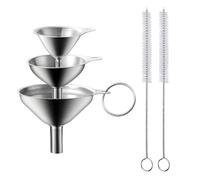 maxtachi 3 PCS Stainless Steel Funnel, Small Funnel with Cleaning Brush, Multi-use Kitchen Funnel Set for Transferring Liquid, Fluid, Cooking Oils, Lotion and Powder, 1.8Inch/ 2.2Inch/ 2.9Inch