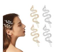 maxtachi 4 PCS Snake Hair Clip, Vintage Snake Hair Accessories, Snake Rhinestone Hairpin Decorative for Women Girls, Side Clips for Hair, Minimalist Snake Hair Pin, Perfect Clip for Girls and Women