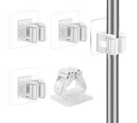 maxtachi 4Pcs Broom Holder Wall Mounted, Self Adhesive Mop Holder, No Drill Wall Mounted Organizer Clip, Sturdy Mop Broom Holder For Office, Closet, Garden Garage, Bathroom, Kitchen