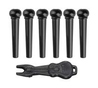 maxtachi 6 Pcs Acoustic Guitar Bridge Pins, Guitar Pegs With 1 Pcs Bridge Pin Puller Remover, Bone String Pegs Replacements for Acoustic Electric Classical Guitar,Folk Guitar and Bass Guitar (black)