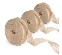 Maxtachi Hessian Burlap Ribbon - 3 Rolls, 30m x 2cm, Natural Jute for Gift Wrapping, Florist, Wedding & Birthday Decorations