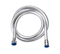 Maxtachi PVC Flexible Shower Pipe, 2M Smooth Shower Hose with Anti-Twist Connections, Leak-Proof for Bath Taps - Silver