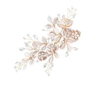 maxtachi Rhinestones Bridal Hair Clips, Handmade Flower Headpiece Hair Pins, Bridal Hair Accessories for Wedding Party Bridal, Ideal for All Hair Types-Rose gold
