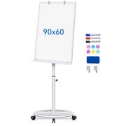maxtek Flip Chart Whiteboard 60x90cm, Magnetic Whiteboard with Stand, Portable Lightweight Flipchart for Home, Office, School (Plastic White)