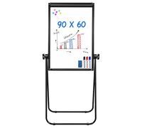 maxtek Flipchart Stand Whiteboard 90 x 60 cm, Double Sided U Stand Board | Black Aluminium Frame, Height Adjustable, Magnetic Portable Flipchart, for Office, School, Home