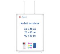 maxtek Whiteboard for Over Door, 90 x 60 cm Magnetic Small White Board with Adjustable Long Arm Hook Mount - Easy to Install, Portable Wipe Board for Home, Dorm, Office Cubicle, Small Spaces