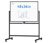 maxtek Whiteboard on Wheels, 120 x 90 cm Large Magnetic Mobile White Board