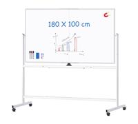 maxtek Whiteboard on Wheels, 180 x 100 cm Large Magnetic Mobile White Board