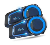 MAXTO Motorcycle Bluetooth Headset M6S,Mesh Intercom 1000M Communication Systems 8 Riders Motorcycle Helmet Bluetooth, CVC+DSP Noise Cancellation Music Share IP67 Waterproof (2 pack)