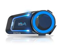MAXTO Motorcycle Bluetooth Headset M6S,Mesh Intercom1000M Communication Systems 8 Riders Motorcycle Helmet Bluetooth, 【BT5.0 Double Chip】 CVC+DSP Noise Cancellation Music Share IP67Waterproof(1 Pack)