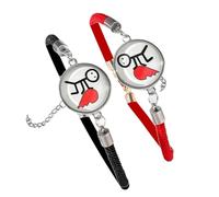 Maxtonser 1 Pair Glowing Couple Bracelets Adjustable Leather Bracelet Braided Bracelet Rope Bracelet for Dating Night and Parties