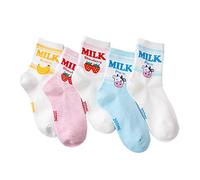 Maxtonser 5P/Set Soft Cotton Low Cut Ankle Socks Banana Milk Strawberry Pattern Sports Socks for Adults Girls Women Supplies, Sports Socks