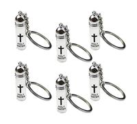 Maxtonser 6 Pieces Shatterproof Glass Crucifix Keyring Portable Holy Water Container with Carabiner Clip For Travel Essential