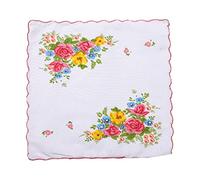 Maxtonser 6Pcs Women Floral Handkerchiefs Pocket Handkerchief Natural Cotton Reusable Wedding Party Baby Shower Supplies for Girl One