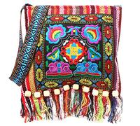 Maxtonser Clutch Purse,Cross Body Shoulder Bag with Embroidered Design-Chinese Hmong Thai Embroidery Hill Tribe For Totes Messenger Tassels Bag Boho Hippie,Red