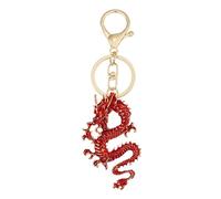Maxtonser Crystal Pendant Keychain Multicolor Chinese Dragon Key Chain Fashionable Ornament For Phones Creative Keyring Gift,Red