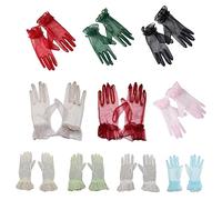 Maxtonser Delicate Stretchy Lace Gloves Full Finger Gloves Party Gloves Wrist Length Gloves Short Tulle Gloves for Wedding Party Green