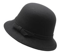 Maxtonser Elegant British Felt Hat Ladies Christmas Carnivals Hat with Bowknot Hat Band Hat for Outdoor Black