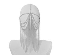 Maxtonser Elegant Metal Masquerade Mask Dance Face Chain Jewelry Gothic Punk Tassels Headwear Chain Mask for Party and Proms