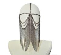 Maxtonser Elegant Metal Masquerade Mask Dance Face Chain Jewelry Gothic Punk Tassels Headwear Chain Mask for Party and Proms