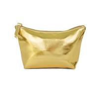 Maxtonser Handheld Gold Makeup Bag Handy PU Leather Makeup Cosmetic Travel Versatile Storage Bag for Daily Use