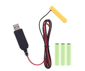 Maxtonser LR03 AAA Battery Eliminator USB Power Supply Cable Replace 1 to 4pcs AAA Battery For Electric Toy Flashlight Clock LED,Data Cable