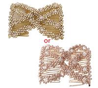 Maxtonser Magic Hair Combs,Hair Combs Women Twist Rhombus Beaded Hair Side Combs,Stretch Double Side Combs Clips Bun Maker,DIY Hair Styling Tool,Style 1