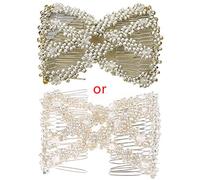 Maxtonser Magic Hair Combs,Hair Combs Women Twist Rhombus Beaded Hair Side Combs,Stretch Double Side Combs Clips Bun Maker,DIY Hair Styling Tool,Style 2