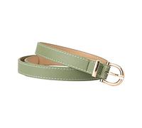 Maxtonser PU-leather Waist Belts with Oval Shape Buckle Thin Adjustable Waist Belt All-match Woman Dresses Skirt Coat Waistband Green