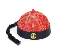 Maxtonser Traditional ChineseEmperor Hat for Silk Fabric Chinese PalacePrince Hat Tangzhuang Cosutme Accessories red top black border number 8