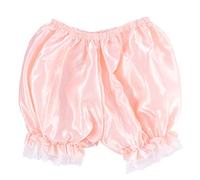 Maxtonser Women Imitation Silk Bloomers Ruffles Lace Trim Panties Victorian Pumpkin Shorts,Pink