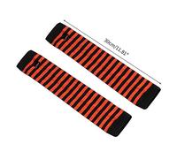 Maxtonser Women Knitted Fingerless Long Gloves Stripes Print Over Elbow Length Winter Stretchy Arm Warmer Sleeves with Thumb Hole Rose red and black s One Size