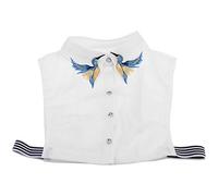 Maxtonser Women Shirt Fake Collar Tie Fashion Heavy Bird Embroidery Crystal Sewing Detacha White