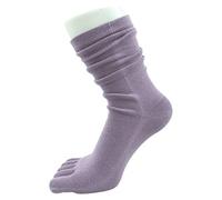 Maxtonser Women's Five Finger Long Tube Socks Solid Colour Toe Separated Yoga Cotton Hosiery Crew Socks
