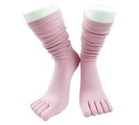 Maxtonser Women's Five Finger Long Tube Socks Solid Colour Toe Separated Yoga Cotton Hosiery Crew Socks