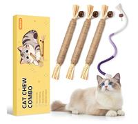 MAXTOOA Cat Toys for Indoor Cats, 3 Pcs Silvervine Sticks with Gall Fruit & 1 Pc Cat Chew Rope for Teeth Cleaning, Interactive Cat Toys with Catnip, Kitten Chew Toys Teething for All Breeds Purple