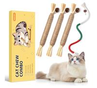 MAXTOOA Cat Toys for Indoor Cats, 3 Pcs Silvervine Sticks with Gall Fruit & 1 Pc Cat Chew Rope for Teeth Cleaning, Interactive Cat Toys with Catnip, Kitten Chew Toys Teething for All Breeds Red