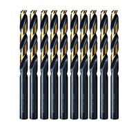 MAXTOOL 1/4" 10PCs Identical Jobber Length Drill Bits HSS M2 Twist Drill Bits Fully Ground Black & Bronze Straight Shank Drills; JBF02H10R16E10