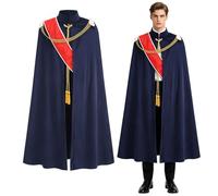 maxToonrain Adult King Costume Set Satin Cape Royal Prince Outfit (Dark Blue,130CM)