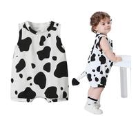 maxToonrain Baby Animal Onesies 100% Cotton Short Sleeve Toddler Romper Costume With Green Dinosaur Cow and Giraffe Styles, Halloween Kids Hooded Jumpsuit for 0-24 Months Infants（White，90）