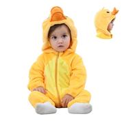 maxToonrain Baby Yellow Duck Costume Romper Toddler Boys & Girls Role Playing Outfit with Zip Hooded Flannel One Piece Suit (6-11 Months)