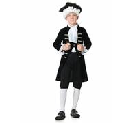 maxToonrain Boys Colonist Costume, 6PCS George Washington Costume Set, Historic Napoleon Outfit Kids Halloween Christmas World Book Day Pretend Play (Black, XX-Large)