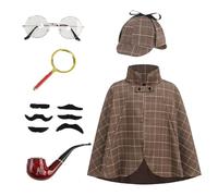 maxToonrain Detective Costume Kids Halloween Costumes Funny Deluxe Victorian Cape for Boys/Girls(Brown/50CM)