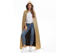 maxToonrain Full Length Sequin Cape Bling Bling Adult Glitter Cloak 1970's Abba Costumes for Halloween Christmas Mardi Gras Carnival Mama Mia Retro Party (Gold Square, 150CM)