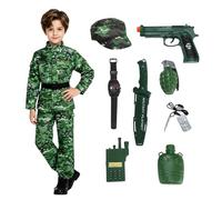 maxToonrain Kids Army Costume Boys Camouflage Military Uniform 4-14 Ages Children Soldiers Costume for Halloween Jungle War Pretend Play School Book Week