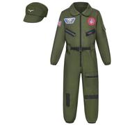 maxToonrain Kids Pilot Costume 2PCS Fighter Jet 3-12 Years Boys and Girls Aviator Costume for Halloween Christmas World Book Day (8-10 Year, X-Large)